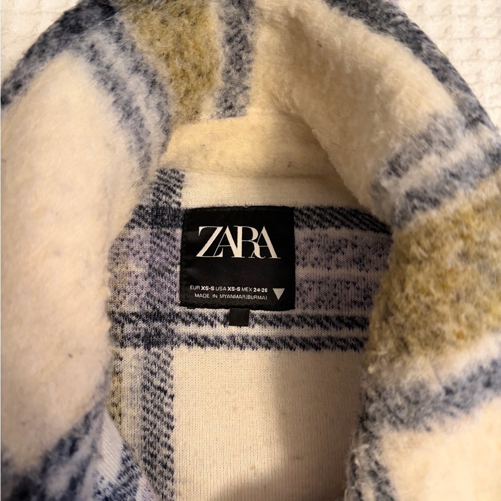 Zara Cream and Blue Plaid Jacket - Picture 2 of 2